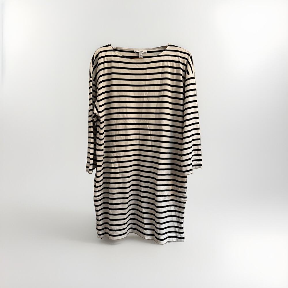 Spanx Cool Cotton Boatneck Dress in Black and White Size XL Classic Pocket Dress